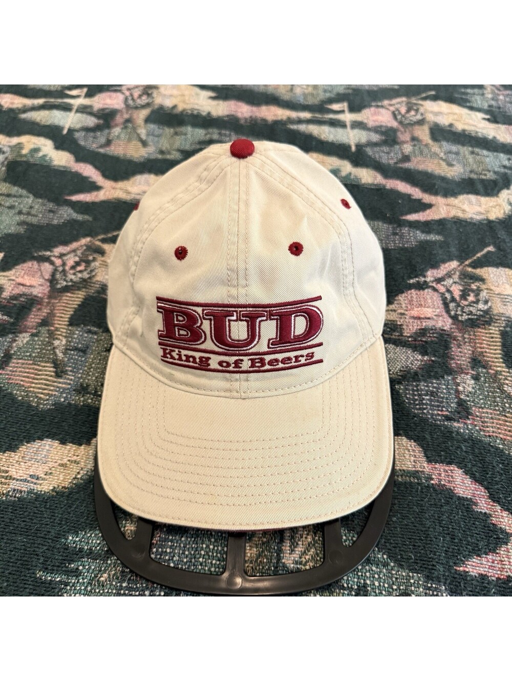 Vintage 90s Bud King Of Beers OG Budweiser White Strapback Beer Hat OSFM